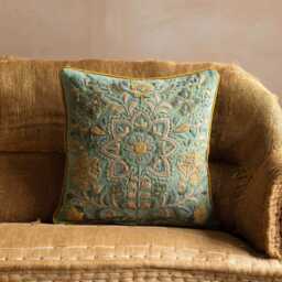 Graham and Green Ione Embroidered Velvet Square Cushion