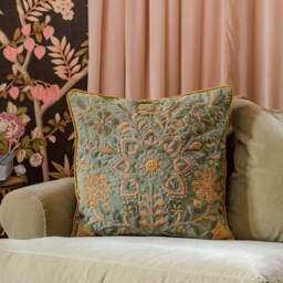 Graham and Green Ione Embroidered Velvet Square Cushion - thumbnail 3