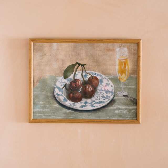 Graham and Green Cherries on a Plate Framed Wall Print - image 1