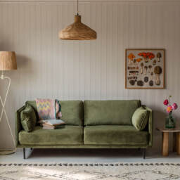 Graham and Green Bayler Moss Green Three Seater Sofa - thumbnail 1
