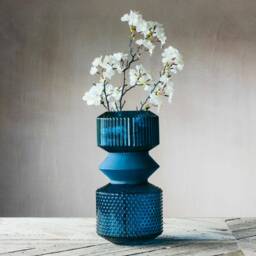 Graham and Green Blue Tiered Glass Vase - thumbnail 1