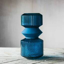 Graham and Green Blue Tiered Glass Vase - thumbnail 2