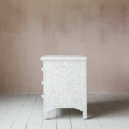 Graham and Green Classic White Mother of Pearl Large Bedside Table - thumbnail 5