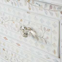 Graham and Green Classic White Mother of Pearl Large Bedside Table - thumbnail 6