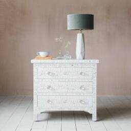 Graham and Green Classic White Mother of Pearl Large Bedside Table - thumbnail 2
