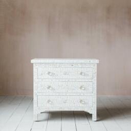 Graham and Green Classic White Mother of Pearl Large Bedside Table - thumbnail 3