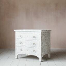 Graham and Green Classic White Mother of Pearl Large Bedside Table - thumbnail 4