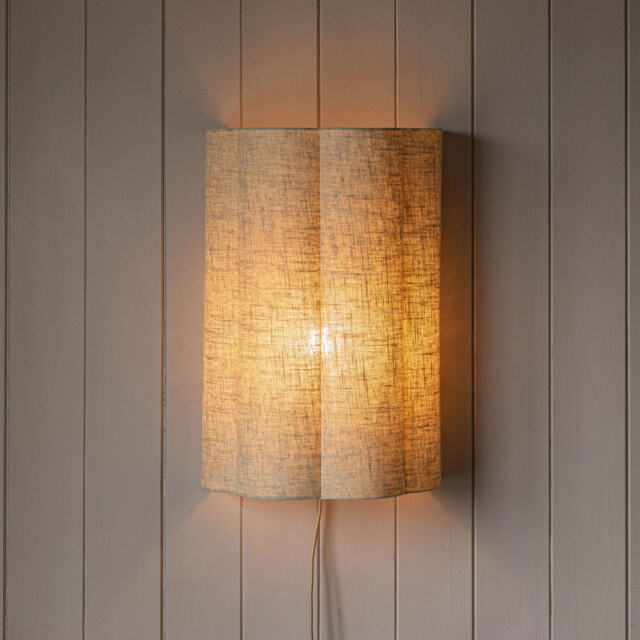 Graham and Green Fluted Large Natural Linen Wall Lamp - image 1