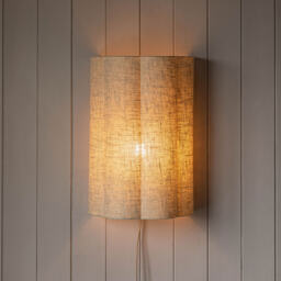 Graham and Green Fluted Large Natural Linen Wall Lamp