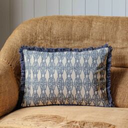 Graham and Green Colaba Rectangular Block Printed Cotton Cushion - thumbnail 2