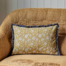 Graham and Green Colaba Rectangular Block Printed Cotton Cushion - thumbnail 4