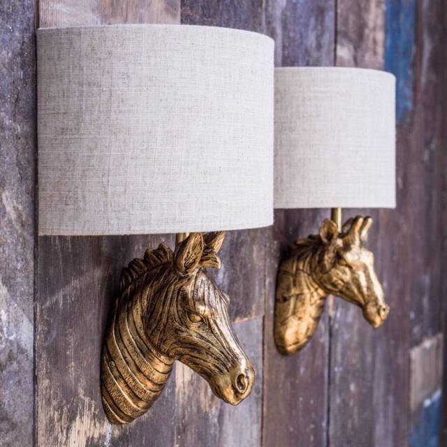 Graham and Green Gold Zebra Wall Light With Shade - image 1