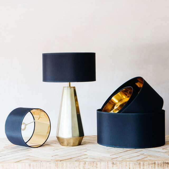 "Graham and Green Black and Gold Lamp Shade 18"""