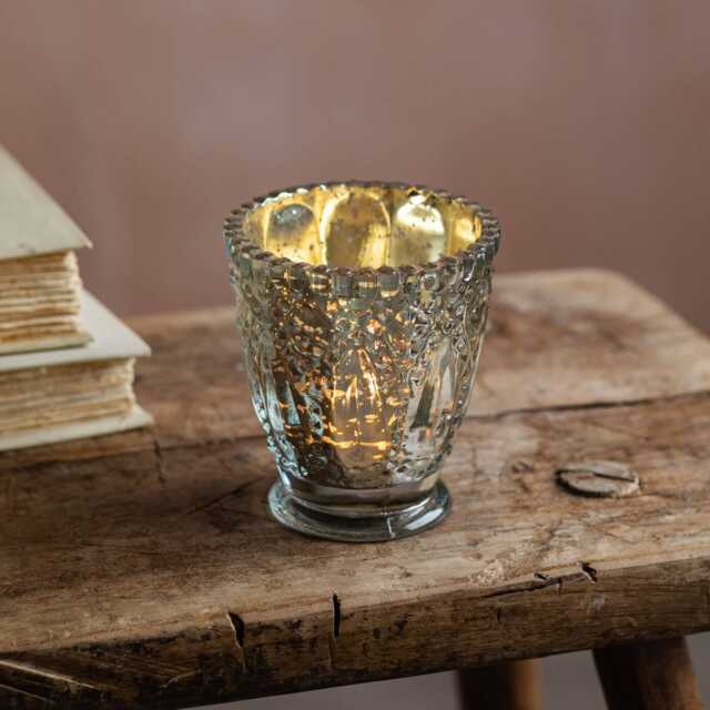 Graham and Green Antique silver Ornate Tealight Holder - image 1