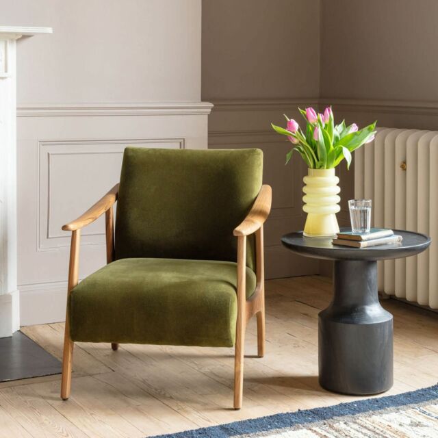 Graham and Green Gabe Olive Velvet Armchair - image 1