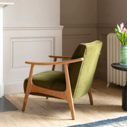 Graham and Green Gabe Olive Velvet Armchair - thumbnail 3