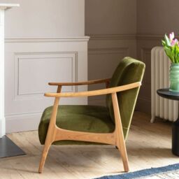Graham and Green Gabe Olive Velvet Armchair - thumbnail 2