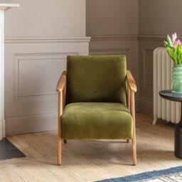 Graham and Green Gabe Olive Velvet Armchair - thumbnail 6