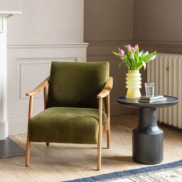 Graham and Green Gabe Olive Velvet Armchair - thumbnail 1