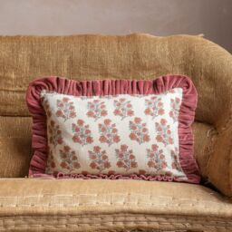 Graham and Green Amelia Floral Block Printed Rectangular Cushion Small - thumbnail 4
