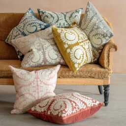 Graham and Green Lucia Smoke Blue Velvet Large Square Cushion