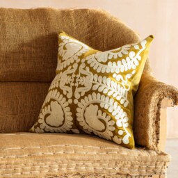 Graham and Green Lucia Smoke Blue Velvet Large Square Cushion - thumbnail 3