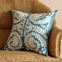 Graham and Green Lucia Smoke Blue Velvet Large Square Cushion - thumbnail 6