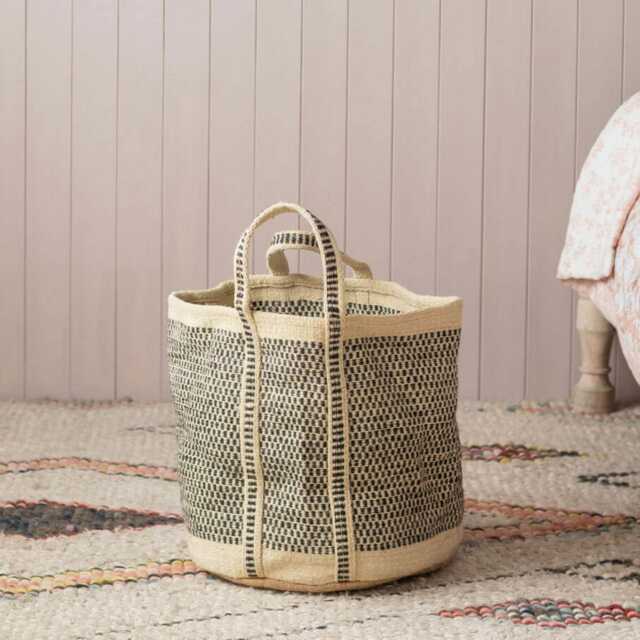 Graham and Green Black & White Jute Storage Basket - image 1