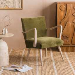 Graham and Green Ellis Olive Velvet Armchair - thumbnail 3