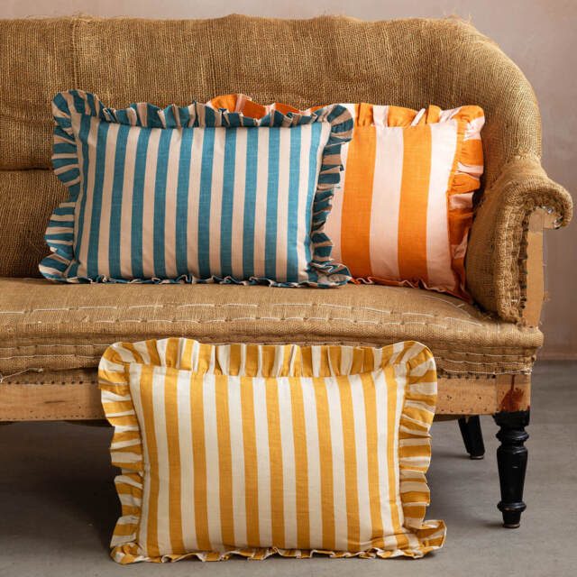 Graham and Green Candy Blue Stripe Rectangular Cushion - image 1