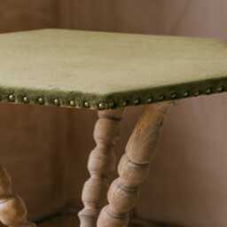 Graham and Green Moss Velvet Hexagonal Bobbin Side Table - thumbnail 3