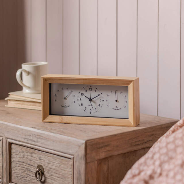 Graham and Green Bamboo Thermometer & Hygrometer Alarm Clock - image 1