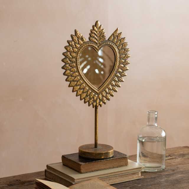 Graham and Green Feathered Heart Table Mirror - image 1