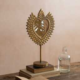 Graham and Green Feathered Heart Table Mirror - thumbnail 1