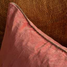 Graham and Green Tea Rose Velvet Square Cushion with Linen Trim - thumbnail 2