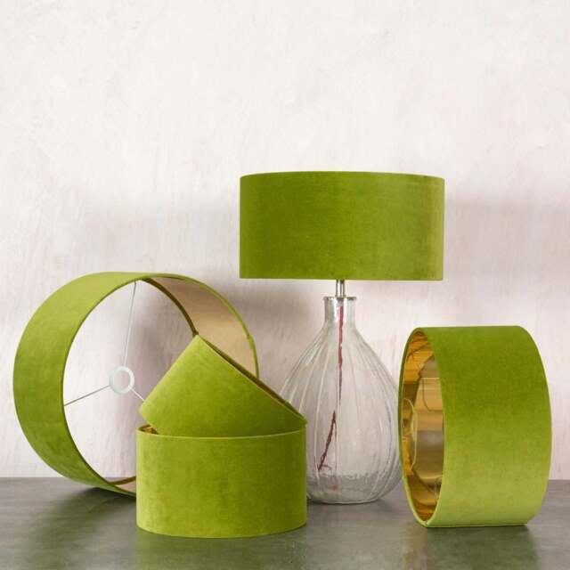 "Graham and Green Pistachio Green Velvet Lamp Shade 14"""