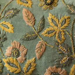 Graham and Green Viola Embroidered Green Velvet Rectangular Cushion - thumbnail 3