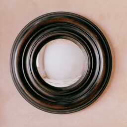 Graham and Green Antiqued Black Large Round Convex Wall Mirror - thumbnail 3