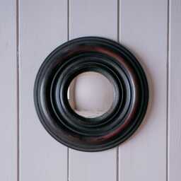 Graham and Green Antiqued Black Large Round Convex Wall Mirror - thumbnail 4