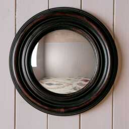Graham and Green Antiqued Black Large Round Convex Wall Mirror - thumbnail 2