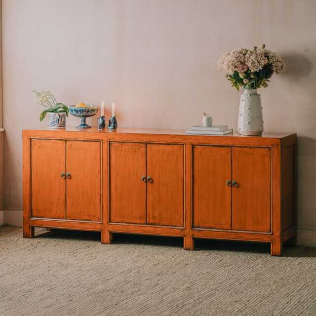 Graham and Green Leshan Orange Six Door Sideboard - image 1