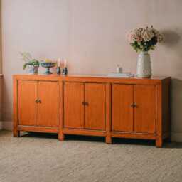 Graham and Green Leshan Orange Six Door Sideboard - thumbnail 1