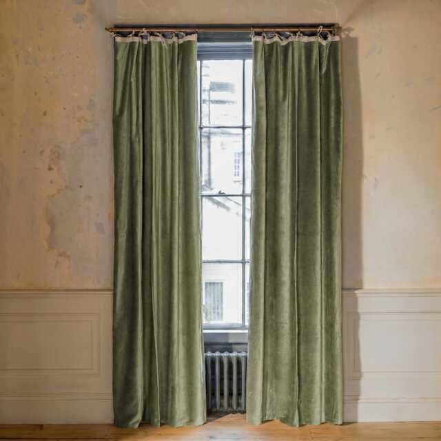 Graham and Green Thyme Velvet Curtain - 140 x 270cm - image 1