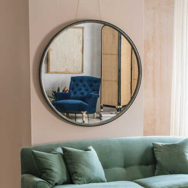 Graham and Green Grey Iron Round Wall Mirror - image 1