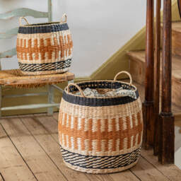 Graham and Green Set of Two Terracotta and Natural Baskets - thumbnail 1