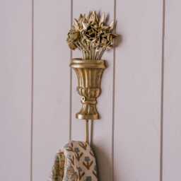 Graham and Green Vase of Flowers Antiqued Brass Wall Hook - thumbnail 1