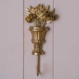Graham and Green Vase of Flowers Antiqued Brass Wall Hook - thumbnail 2