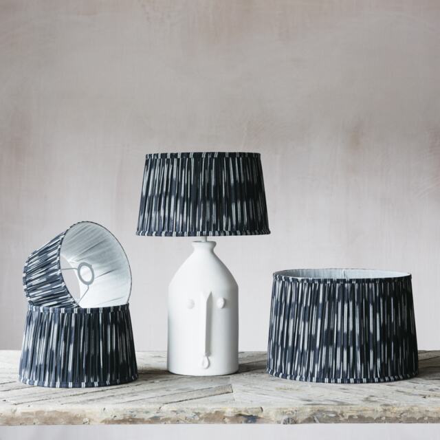 "Graham and Green 10"" Navy Pleated Ikat Lamp Shade" - image 1