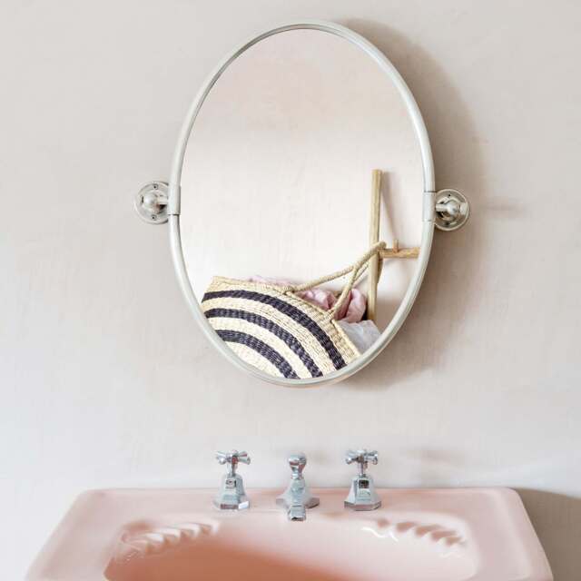 Graham and Green Otto Antique Silver Oval Tilting Mirror - image 1