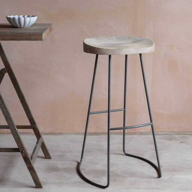 Graham and Green Tall Wood And Iron Stool - image 1